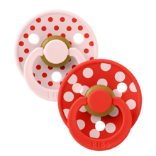 Load image into Gallery viewer, BIBS Pacifier Dummy Studio Size 1: Polka Blossom / Candy Apple