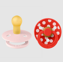 Load image into Gallery viewer, BIBS Pacifier Dummy Studio Size 1: Polka Blossom / Candy Apple