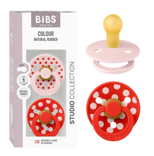 Load image into Gallery viewer, BIBS Pacifier Dummy Studio Size 1: Polka Blossom / Candy Apple