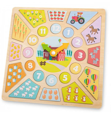 New Classic Toys - Wooden Farm Puzzle Clock