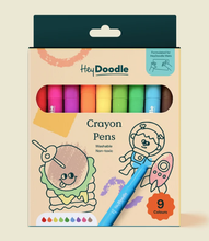 Load image into Gallery viewer, Hey Doodle: Washable Crayon Pens 9 Pack