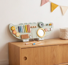 Load image into Gallery viewer, Wooden Crocodile Activity Wall Panel
