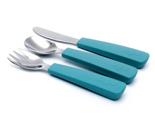 Load image into Gallery viewer, We Might be Tiny: Toddler Cutlery Set: Blue Dusk