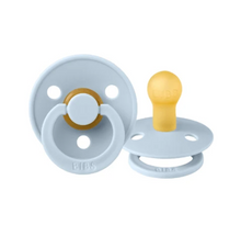 Load image into Gallery viewer, BIBS Pacifier Dummy Round (2 Pack) Size 1: Baby Blue