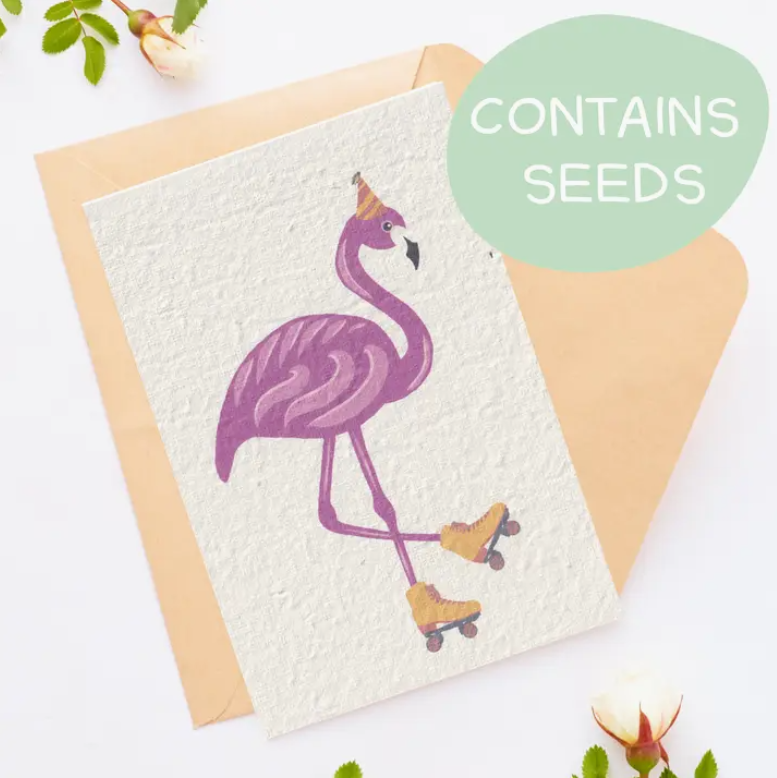 Tilly Scribbles - Flamingo Card (Plantable)