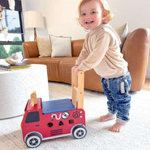 Load image into Gallery viewer, I'm Toy: Wooden Ride-On Walker - Fire Engine Sorter