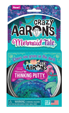 Crazy Aaron's Thinking Putty: Mermaid Tale Glow In The Dark - 10cm Tin