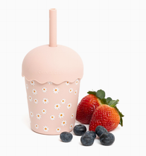 Load image into Gallery viewer, Chino Club: Mini Smoothie Cup &amp; Straw 200ml: Pink Daisy