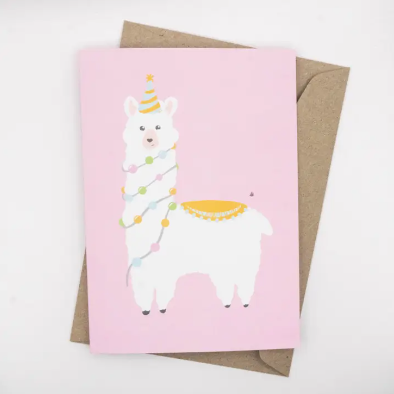 Tilly Scribbles - Pink Llama Card