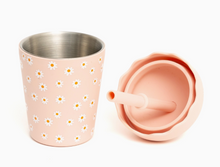 Load image into Gallery viewer, Chino Club: Mini Smoothie Cup &amp; Straw 200ml: Pink Daisy