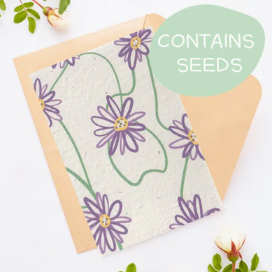 Tilly Scribbles - Purple Daisy Card (Plantable)