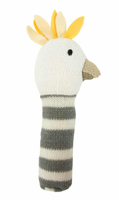 Baby Knitted Hand Rattle: Cockatoo