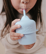 Load image into Gallery viewer, We Might be Tiny Silicone Sippie Cup Set: Powder Blue