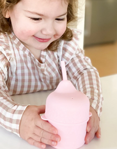 We Might be Tiny Silicone Sippie Cup Set: Powder Pink