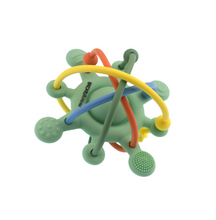 Load image into Gallery viewer, Silicone Sensory Space Rattle Teether: Sage Green