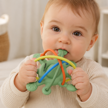 Load image into Gallery viewer, Silicone Sensory Space Rattle Teether: Sage Green
