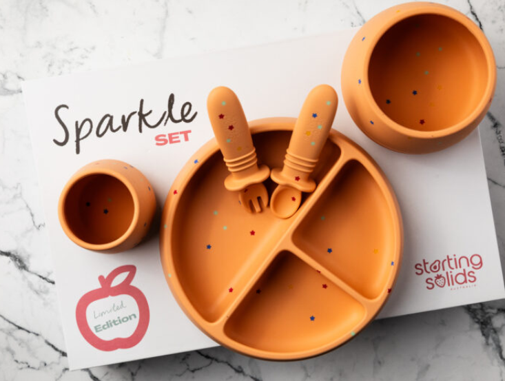 Starting Solids Sparkle Divided Plate Set: Apricot: On Sale was $99.95