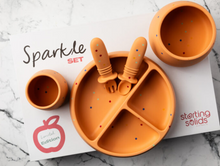 Load image into Gallery viewer, Starting Solids Sparkle Divided Plate Set: Apricot: On Sale was $99.95