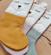 Load image into Gallery viewer, Kikadu Santa Boots Polar Bear Christmas Stocking Small: Sage Green: Was $39.95