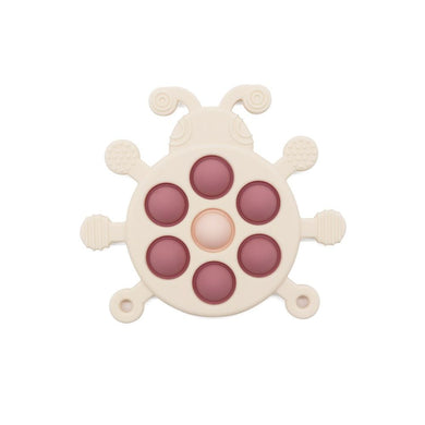 Silicone Ladybug Pop It Teether and Fidget Toy - Pink