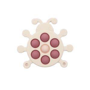 Silicone Ladybug Pop It Teether and Fidget Toy - Pink