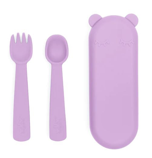 We Might be Tiny Feedie Fork, Spoon & Travel Case: Lilac