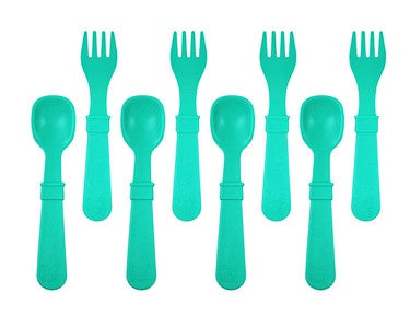 RePlay Utensils Fork/Spoon 8 Pack: Aqua