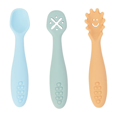 Annabel Trends Silicone My Mini Spoon Cutlery Set (3pc): Seaside