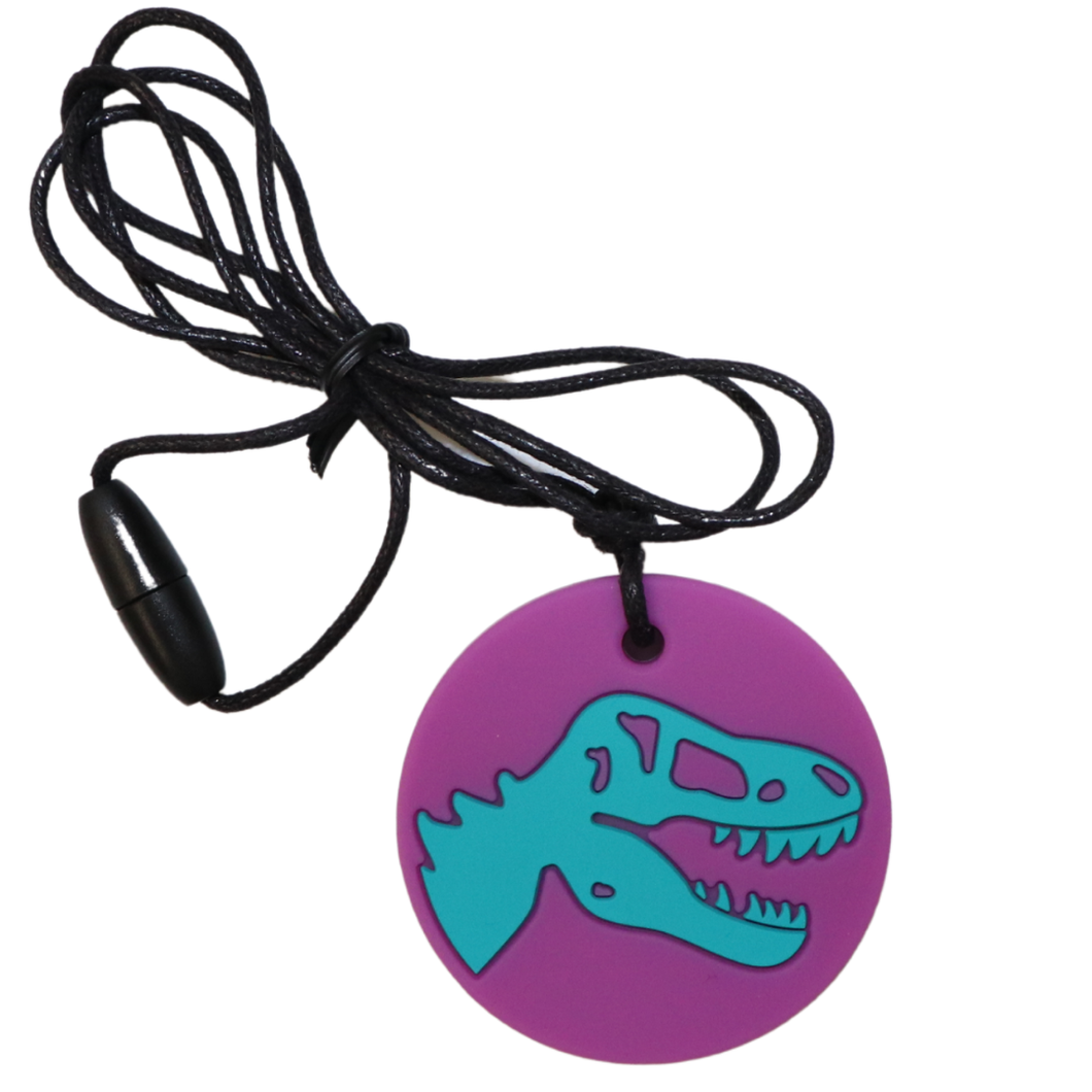 Jellystone Designs Chew Necklace: Dinosaur - Purple