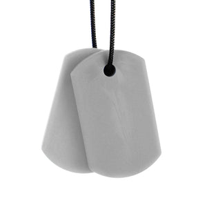Ark Therapeutic Chew Tags Necklace: Light Grey - Standard
