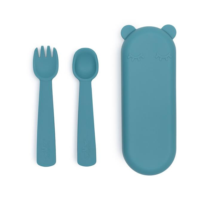 We Might be Tiny: Feedie Fork, Spoon & Travel Case: Blue Dusk