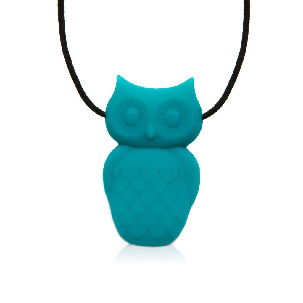 Jellystone Designs Chew Necklace: Owl - Turquoise