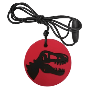 Jellystone Designs Chew Necklace: Dinosaur - Red