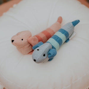 Dachshund Baby Knitted Hand Rattle - Pink