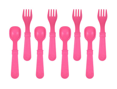 RePlay Utensils Fork/Spoon 8 Pack: Bright Pink