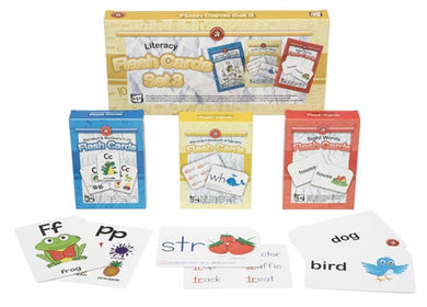 Literacy Flash Cards Set of 3: Alphabet & Numbers, Consonants & Sight Words