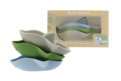 Silicone Shark Bath Toy: 3 Piece Set: Green