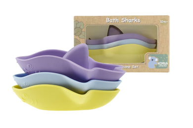 Silicone Shark Bath Toy: 3 Piece Set: Purple