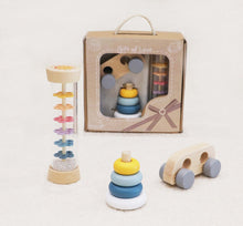 Load image into Gallery viewer, Calm &amp; Breezy Pastel Wooden Baby Gift Set
