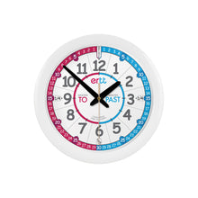 Load image into Gallery viewer, Easy Read Time Teacher 29cm Wall Clock: Blue / Red