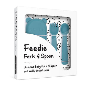 We Might be Tiny: Feedie Fork, Spoon & Travel Case: Blue Dusk