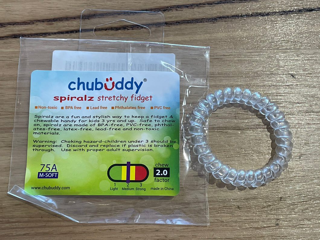 Chubuddy Chewable Fidget Spiral Bracelet: Clear Ice