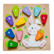 Load image into Gallery viewer, Wooden 123 Carrot &amp; Rabbit Puzzle