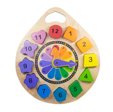 Load image into Gallery viewer, Wooden Shapes Clock Puzzle