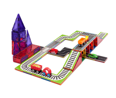 Learn & Grow Toys: Magnetic Tile Toppers: Train Pack (36 Piece Pack)