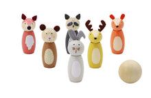 Load image into Gallery viewer, Wooden Animals Skittles Bowling Set