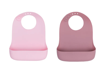 We Might be Tiny: Catchie Silicone Bibs 2 pack: Rose & Pink