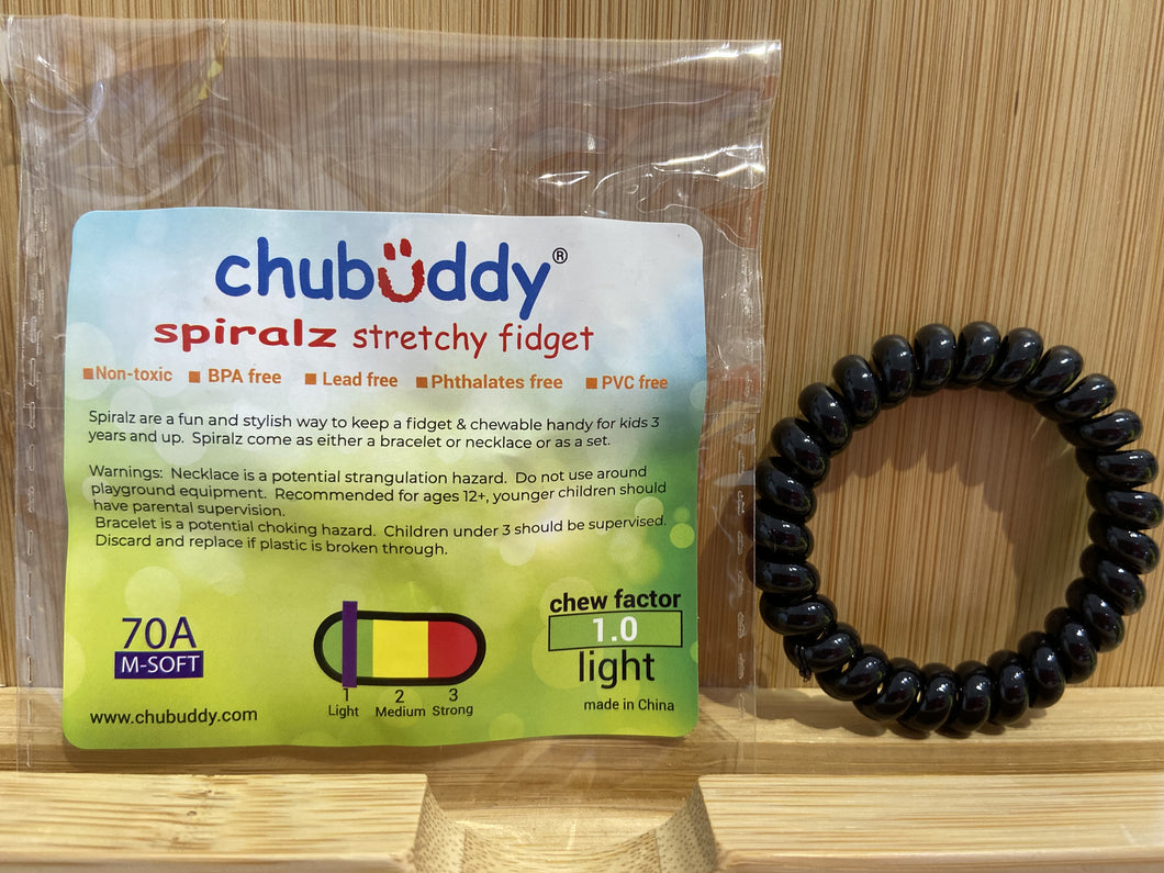 Chubuddy Chewable Fidget Spiral Bracelet Black
