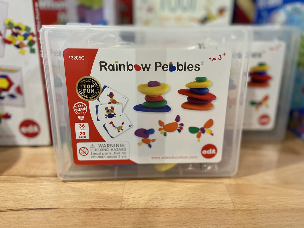 Rainbow Pebbles and Activity Set in Plastic Container