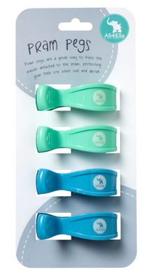 All 4 Ella Pram Pegs 4 Pack: Pastel Blue / Green